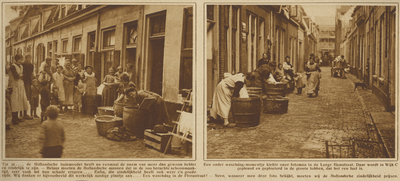 871273 Collage van 2 foto's betreffende 'wasdag' in Wijk C te Utrecht. Met links een afbeelding van de wasdag op straat ...